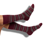 Maroon Triple Stripe Dress Socks - SARTORO190