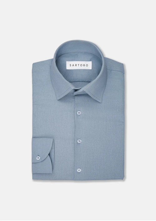 Maya Blue Linen Blend Shirt - SARTORO