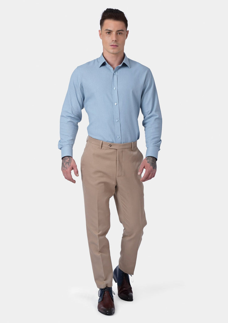 Maya Blue Linen Blend Shirt - SARTORO489