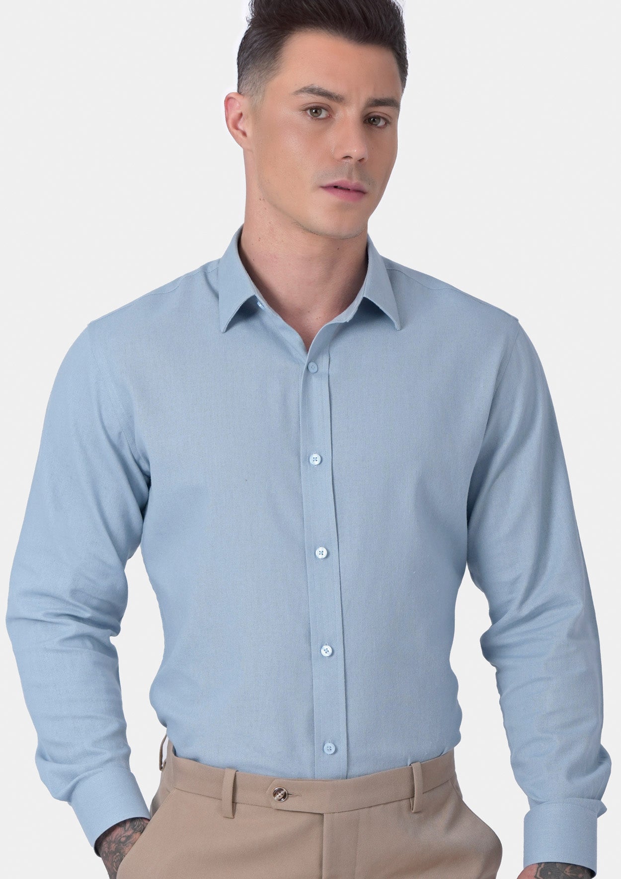 Maya Blue Linen Blend Shirt - SARTORO