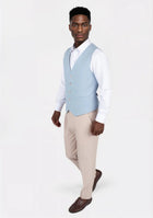Maya Blue Linen Blend Vest - SARTORO208