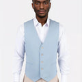 Maya Blue Linen Blend Vest - SARTORO