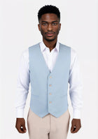 Maya Blue Linen Blend Vest - SARTORO225