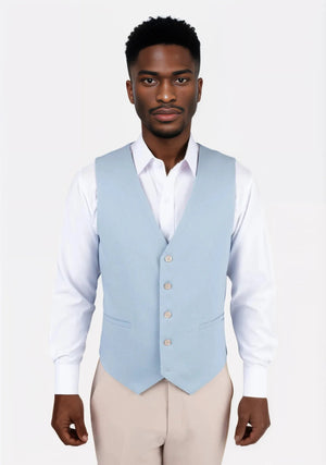 Maya Blue Linen Blend Vest