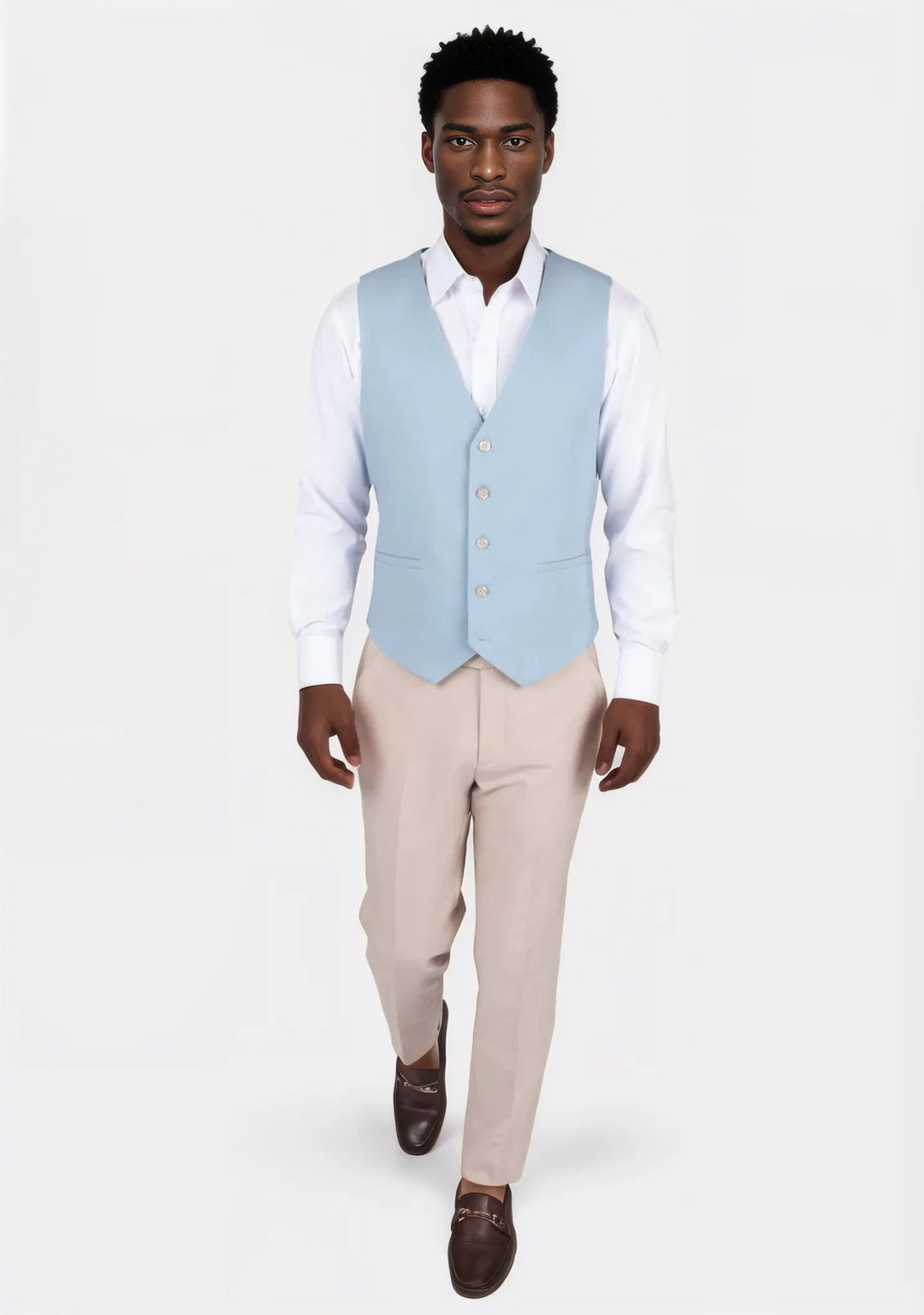 Maya Blue Linen Blend Vest - SARTORO