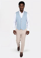 Maya Blue Linen Blend Vest - SARTORO754