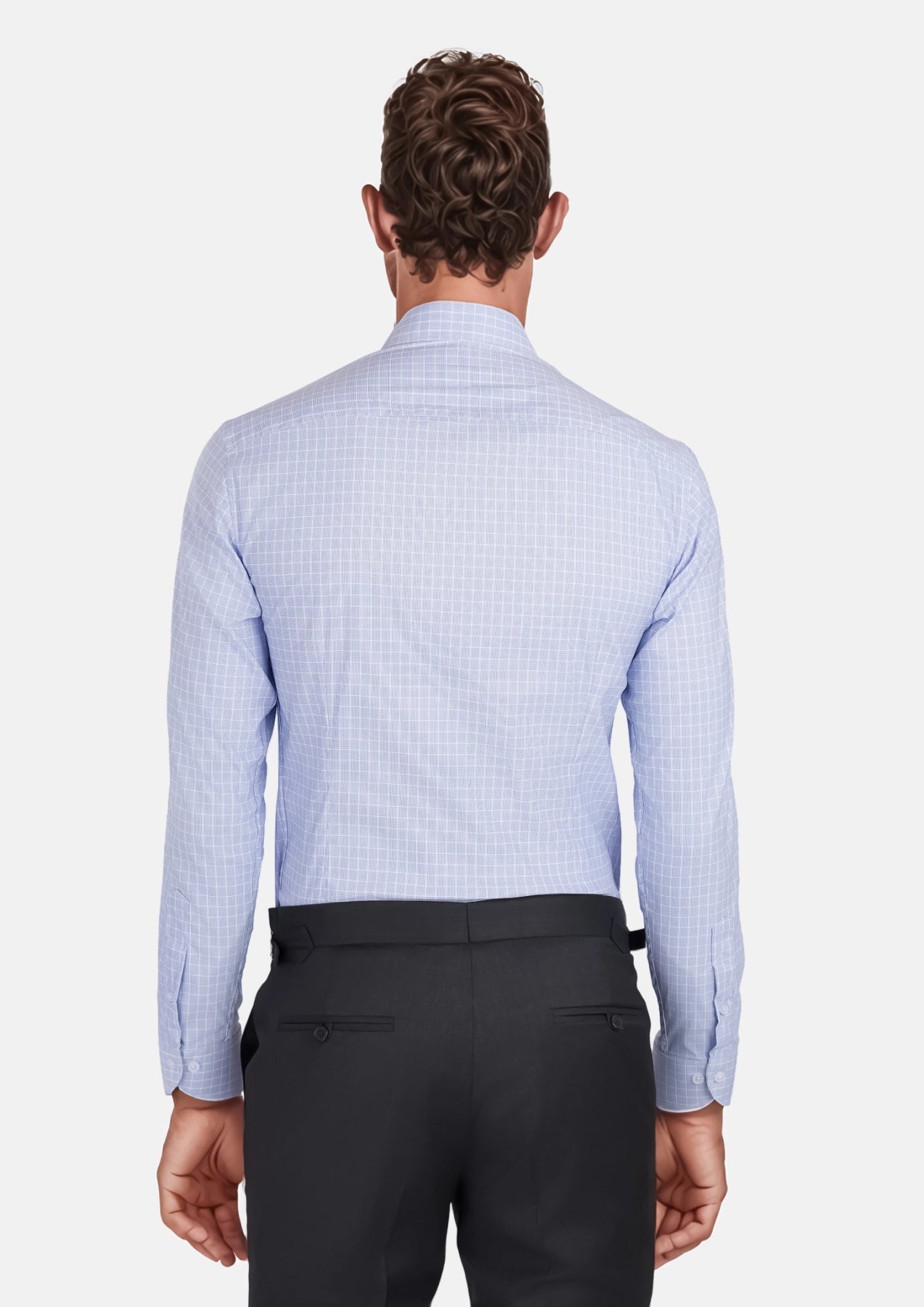 Micro Check Light Blue Shirt - SARTORO