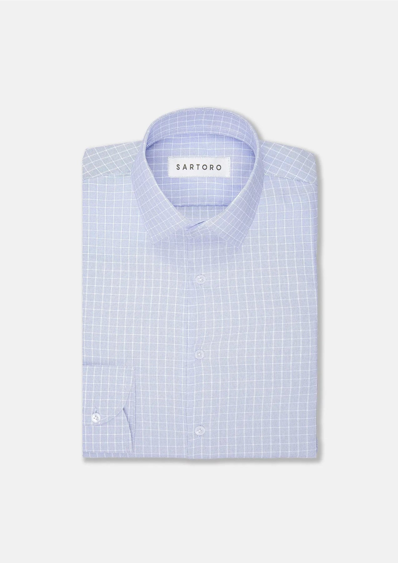 Micro Check Light Blue Shirt - SARTORO