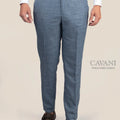 Mid Blue Hopsack Pants - SARTORO