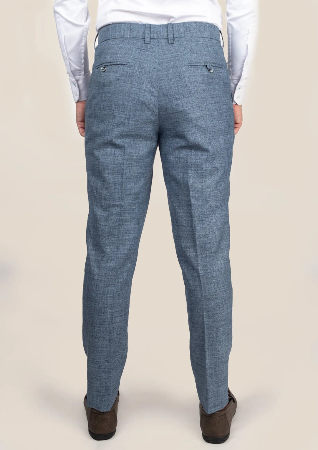 Mid Blue Hopsack Pants - SARTORO