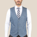 Mid Blue Hopsack Vest - SARTORO