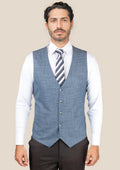 Mid Blue Hopsack Vest - SARTORO