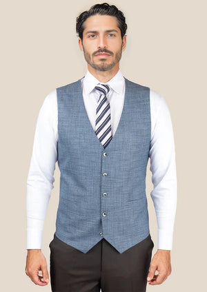 Mid Blue Hopsack Vest