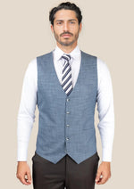 Mid Blue Hopsack Vest - SARTORO