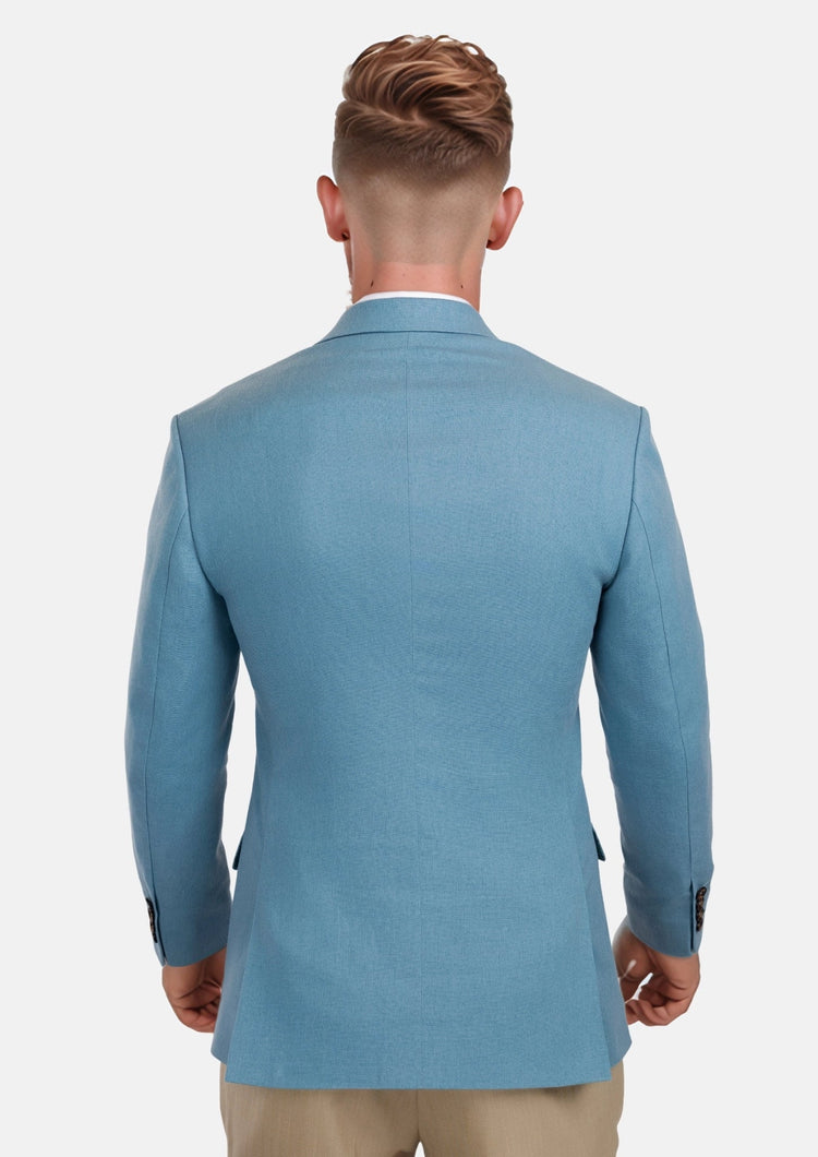Mid Blue Linen Blend Astor Jacket - SARTORO680
