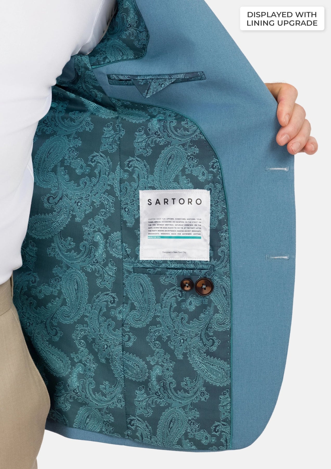 Mid Blue Linen Blend Astor Jacket - SARTORO