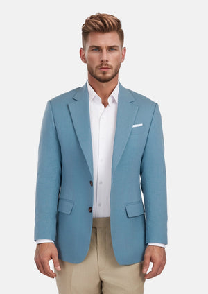 Mid Blue Linen Blend Jacket
