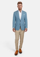 Mid Blue Linen Blend Astor Jacket - SARTORO773