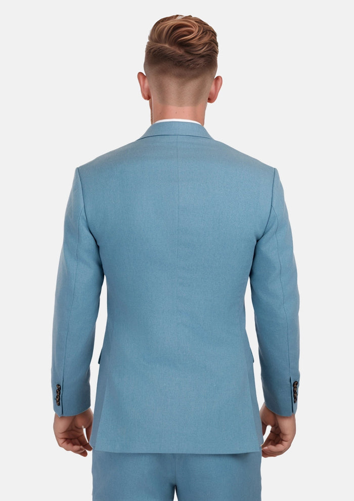 Mid Blue Linen Blend Astor Suit - SARTORO761