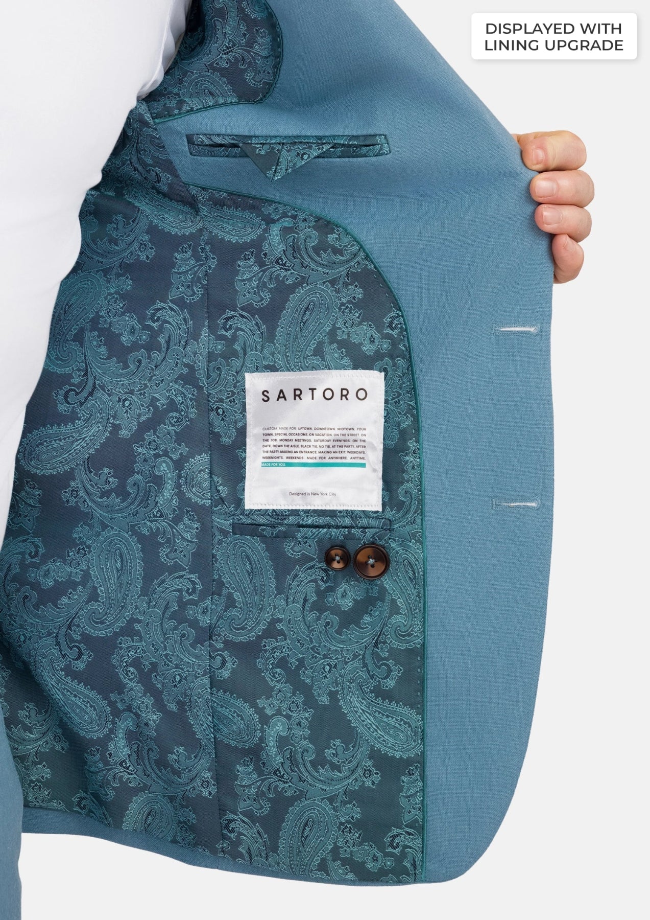 Mid Blue Linen Blend Astor Suit - SARTORO