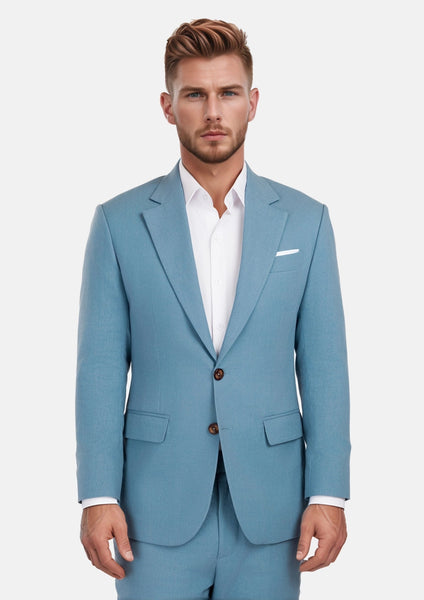 Mid Blue Linen Blend Astor Suit - SARTORO