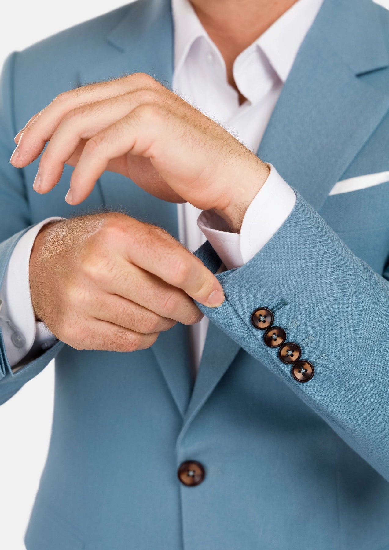 Mid Blue Linen Blend Astor Suit - SARTORO