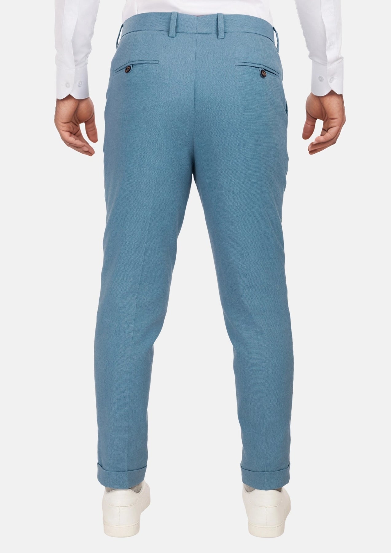 Mid Blue Linen Blend Pants - SARTORO