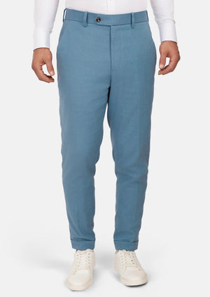 Mid Blue Linen Blend Pants