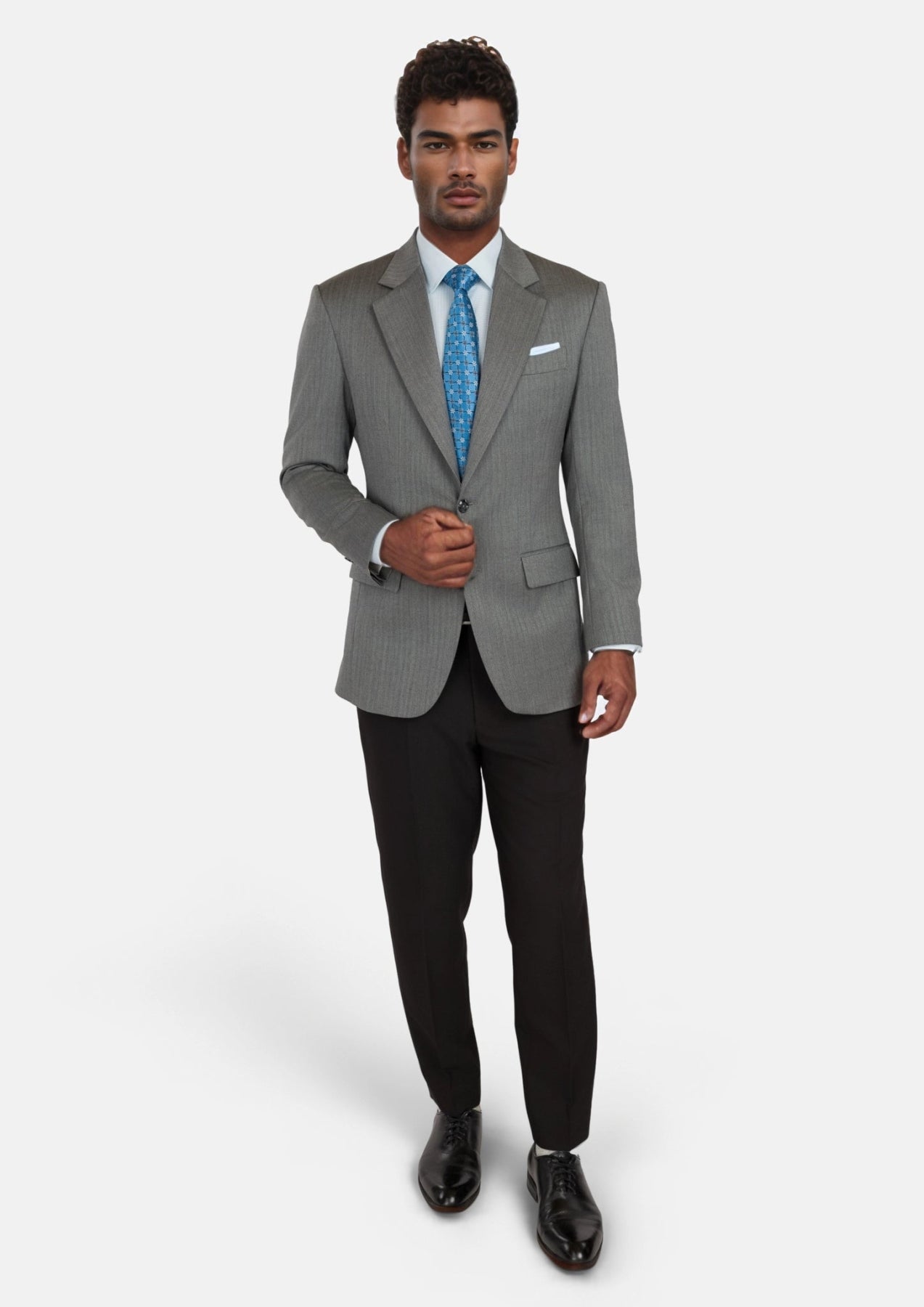Mid Grey Herringbone Astor Jacket - SARTORO
