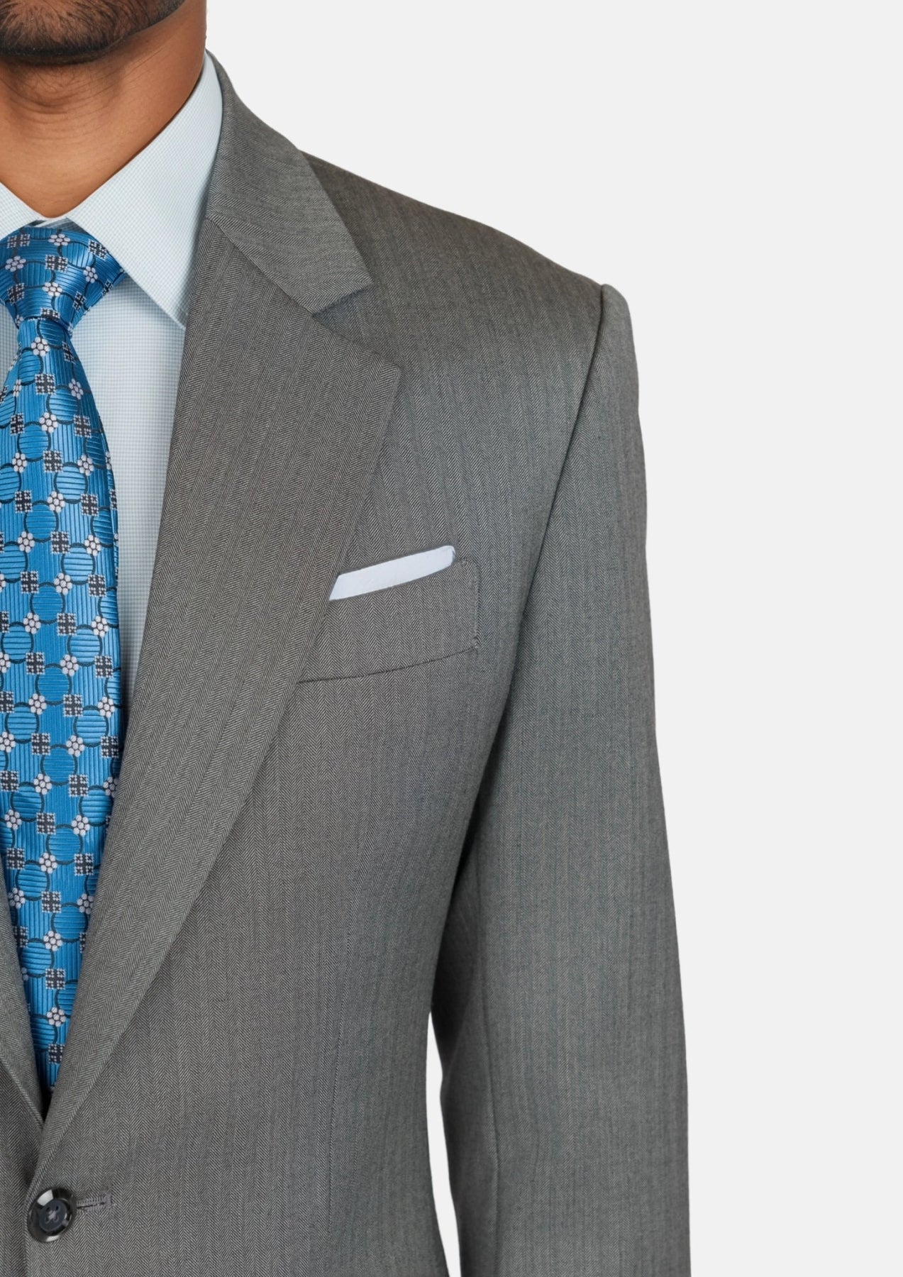 Mid Grey Herringbone Astor Jacket - SARTORO