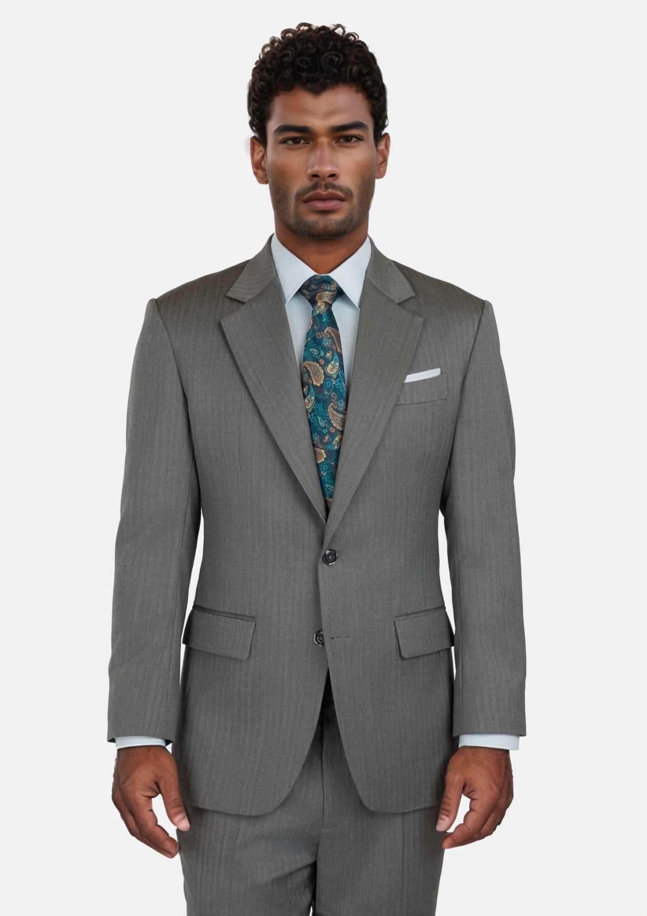 Mid Grey Herringbone Astor Suit - SARTORO