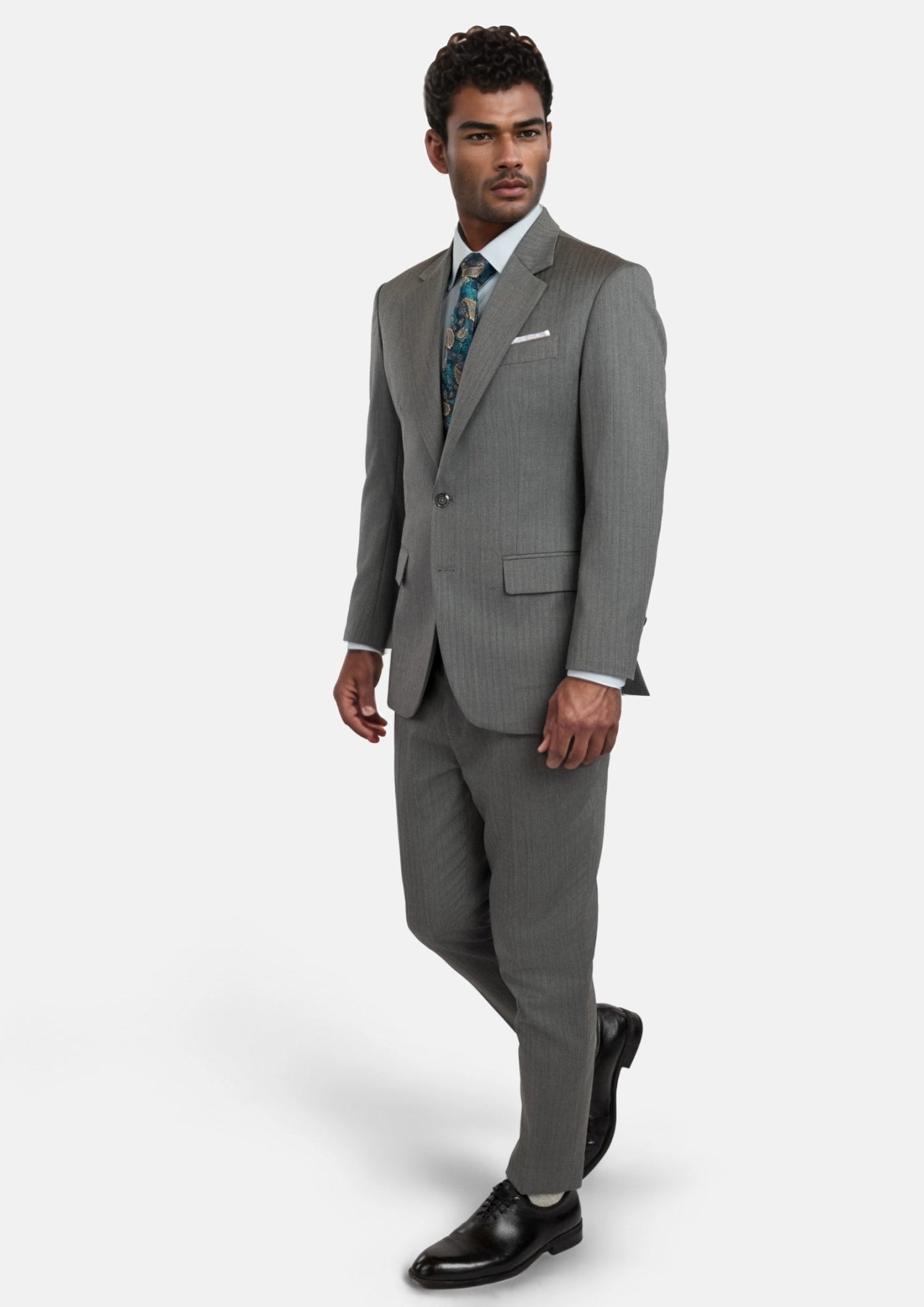Mid Grey Herringbone Astor Suit - SARTORO