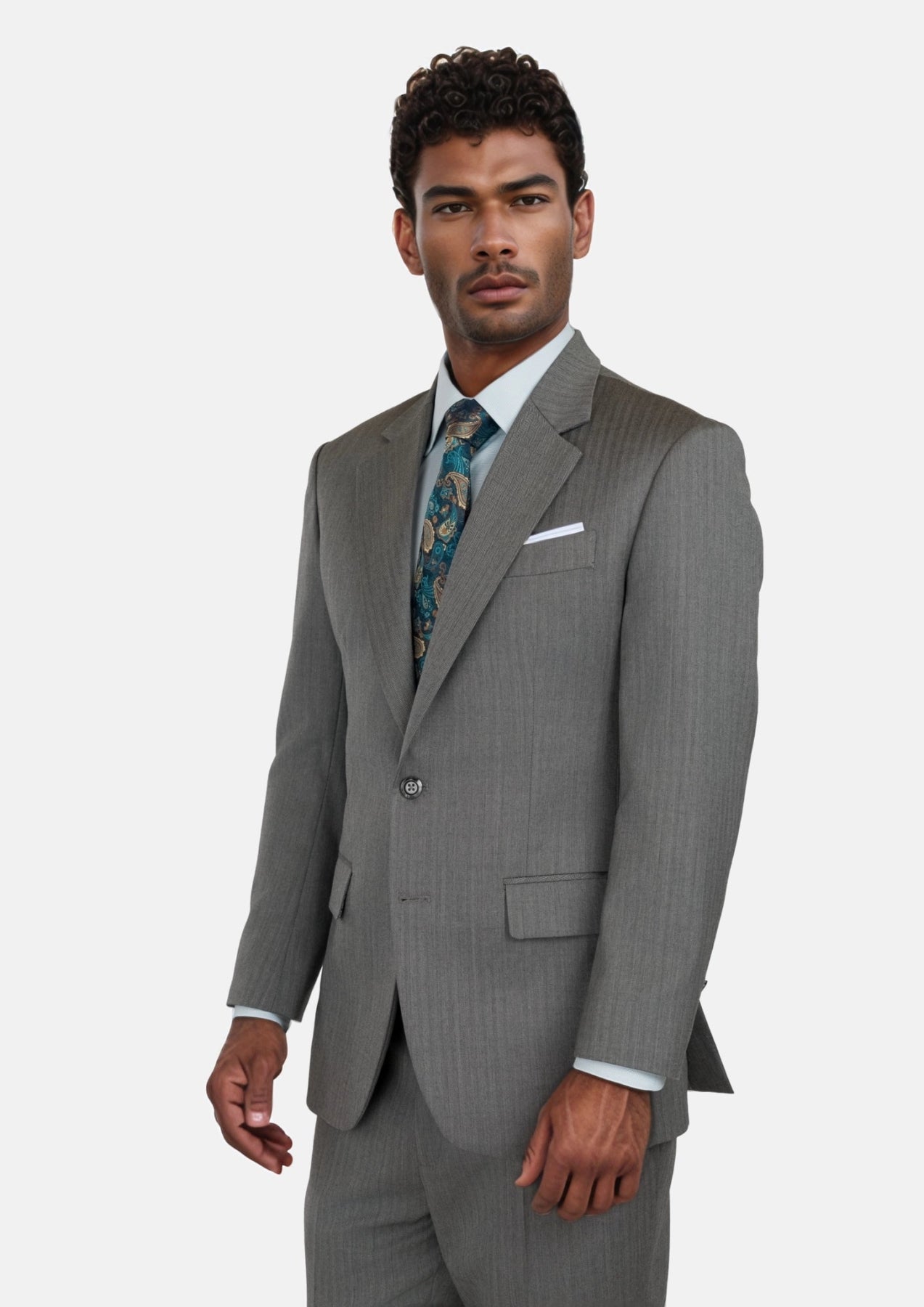 Mid Grey Herringbone Astor Suit - SARTORO