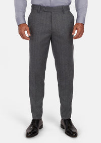 Mid Grey Herringbone Flannel Pants - SARTORO