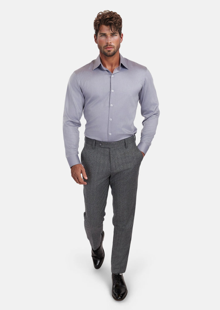 Mid Grey Herringbone Flannel Pants - SARTORO132