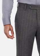 Mid Grey Herringbone Flannel Pants - SARTORO892