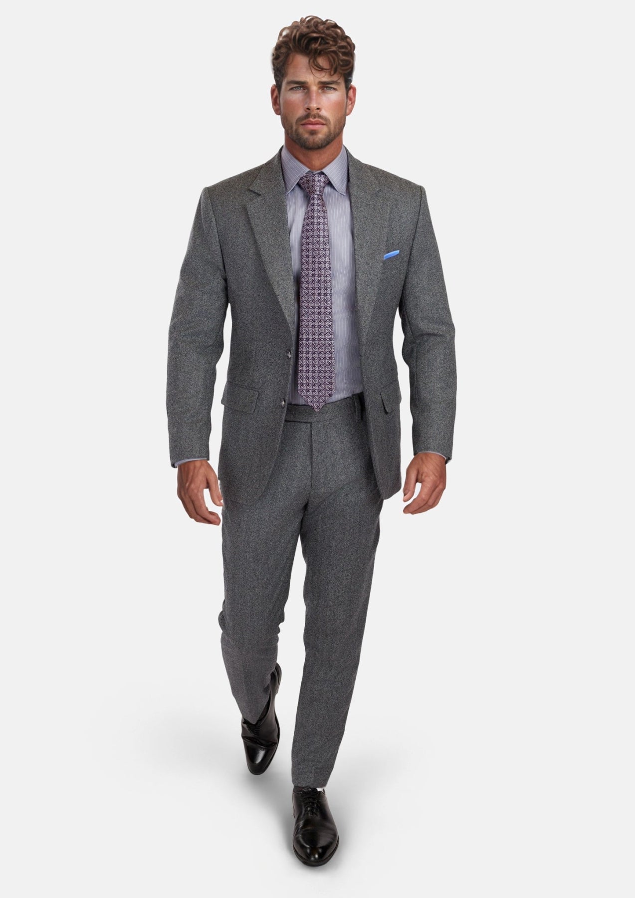 Mid Grey Herringbone Flannel Suit - SARTORO