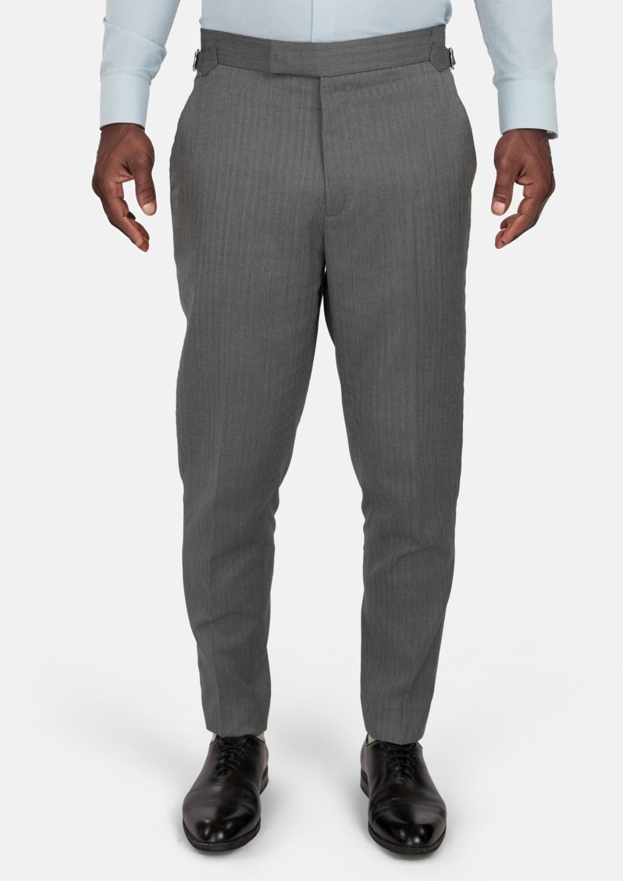 Mid Grey Herringbone Pants - SARTORO