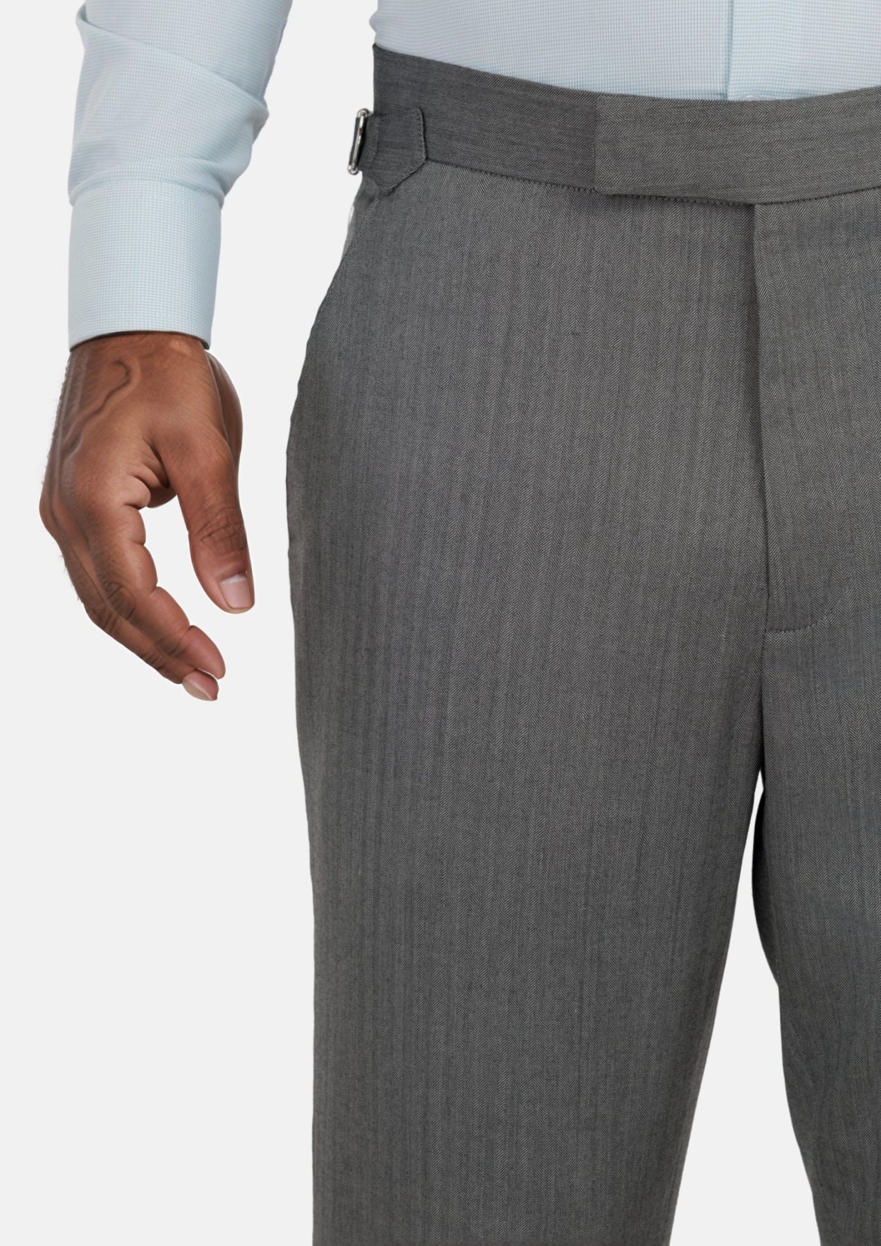 Mid Grey Herringbone Pants - SARTORO