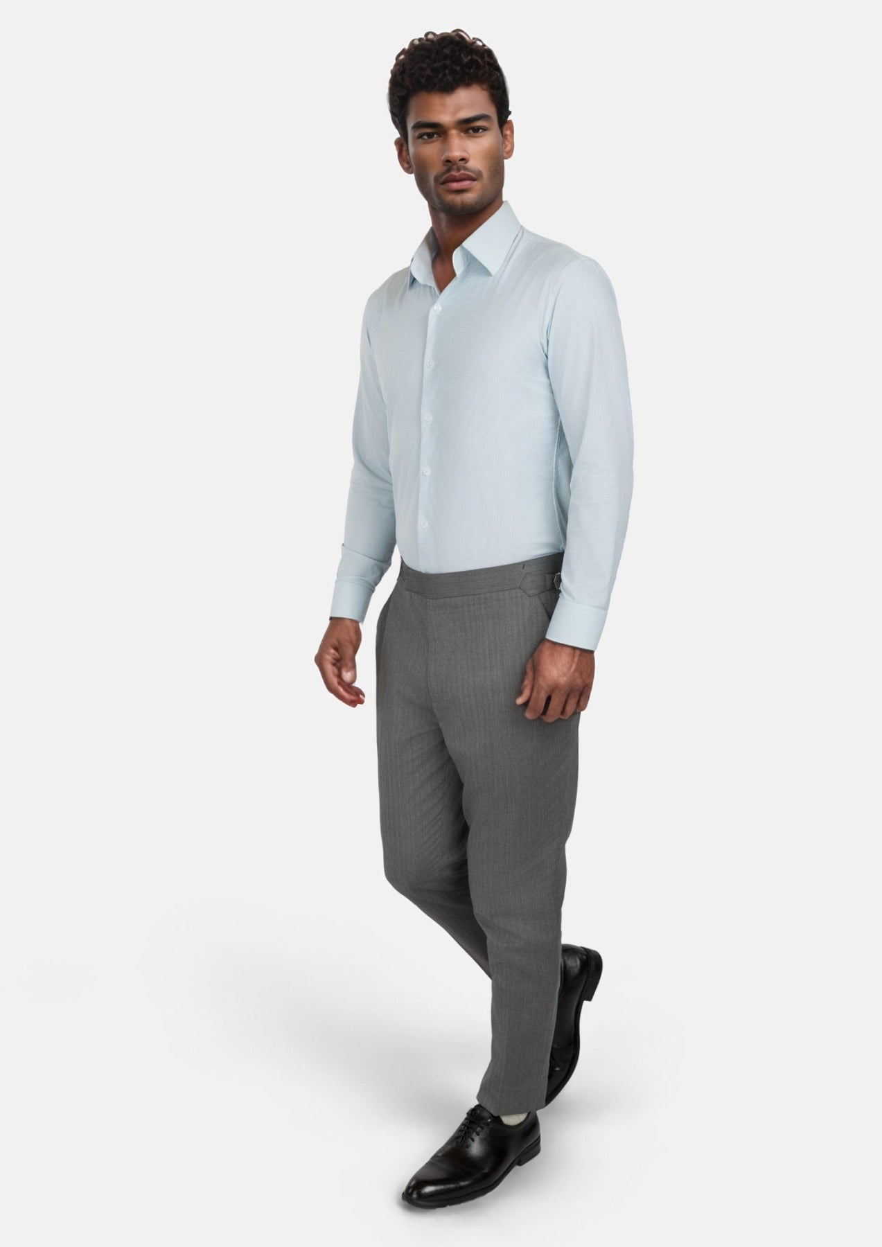 Mid Grey Herringbone Pants - SARTORO