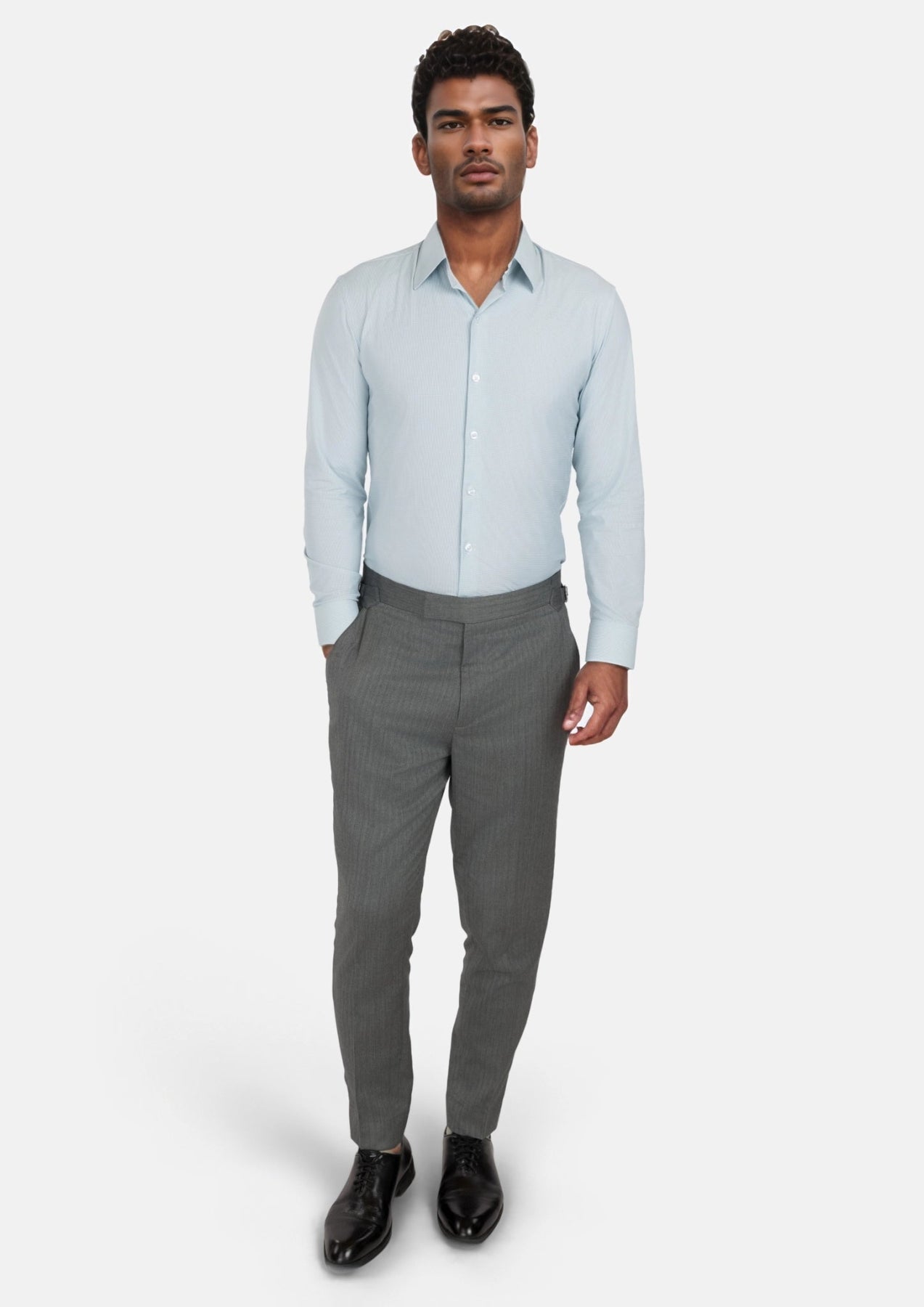 Mid Grey Herringbone Pants - SARTORO