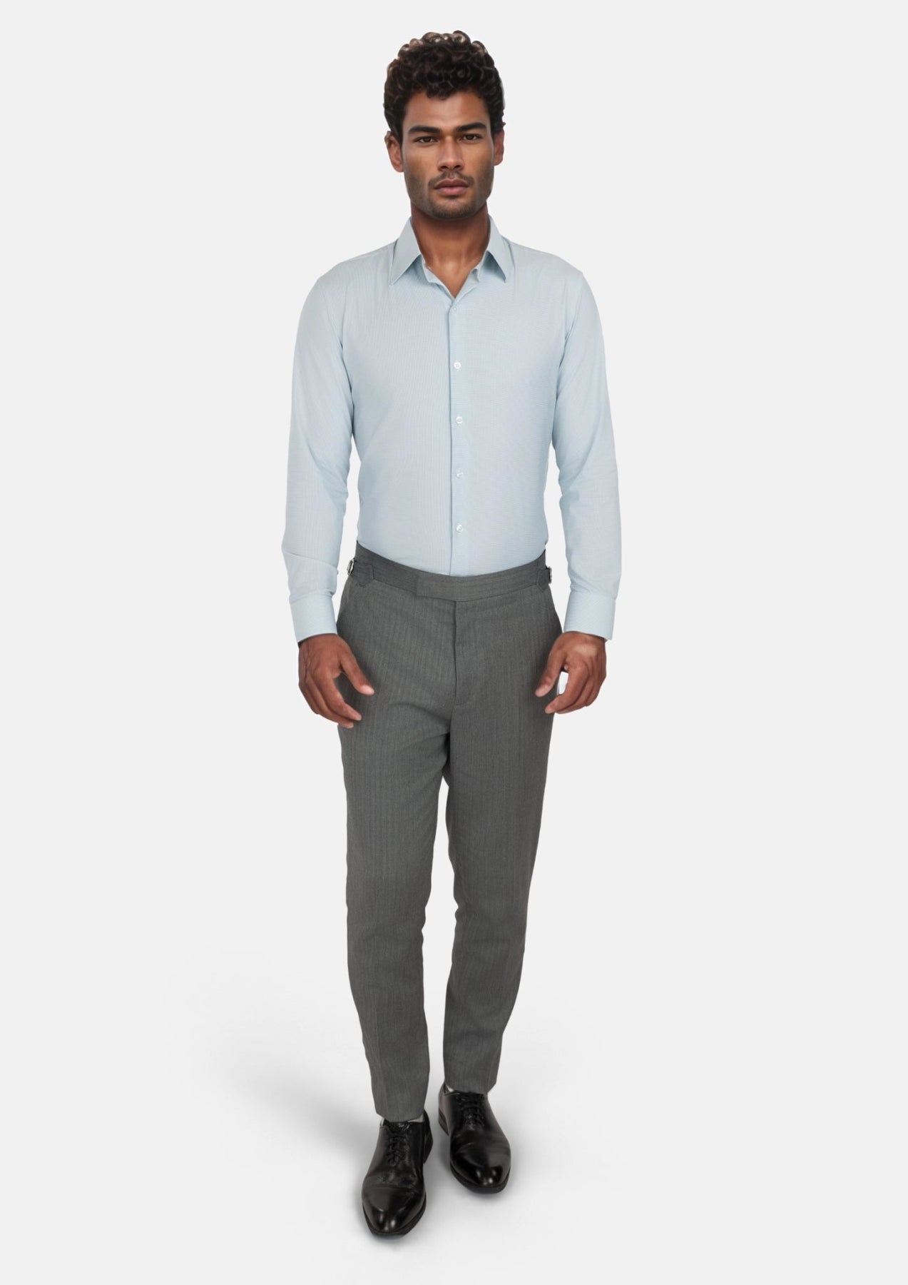 Mid Grey Herringbone Pants - SARTORO