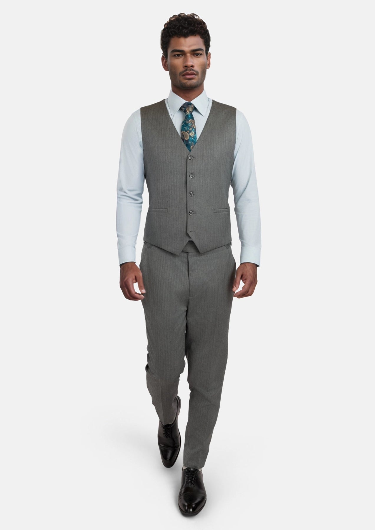 Mid Grey Herringbone Vest - SARTORO