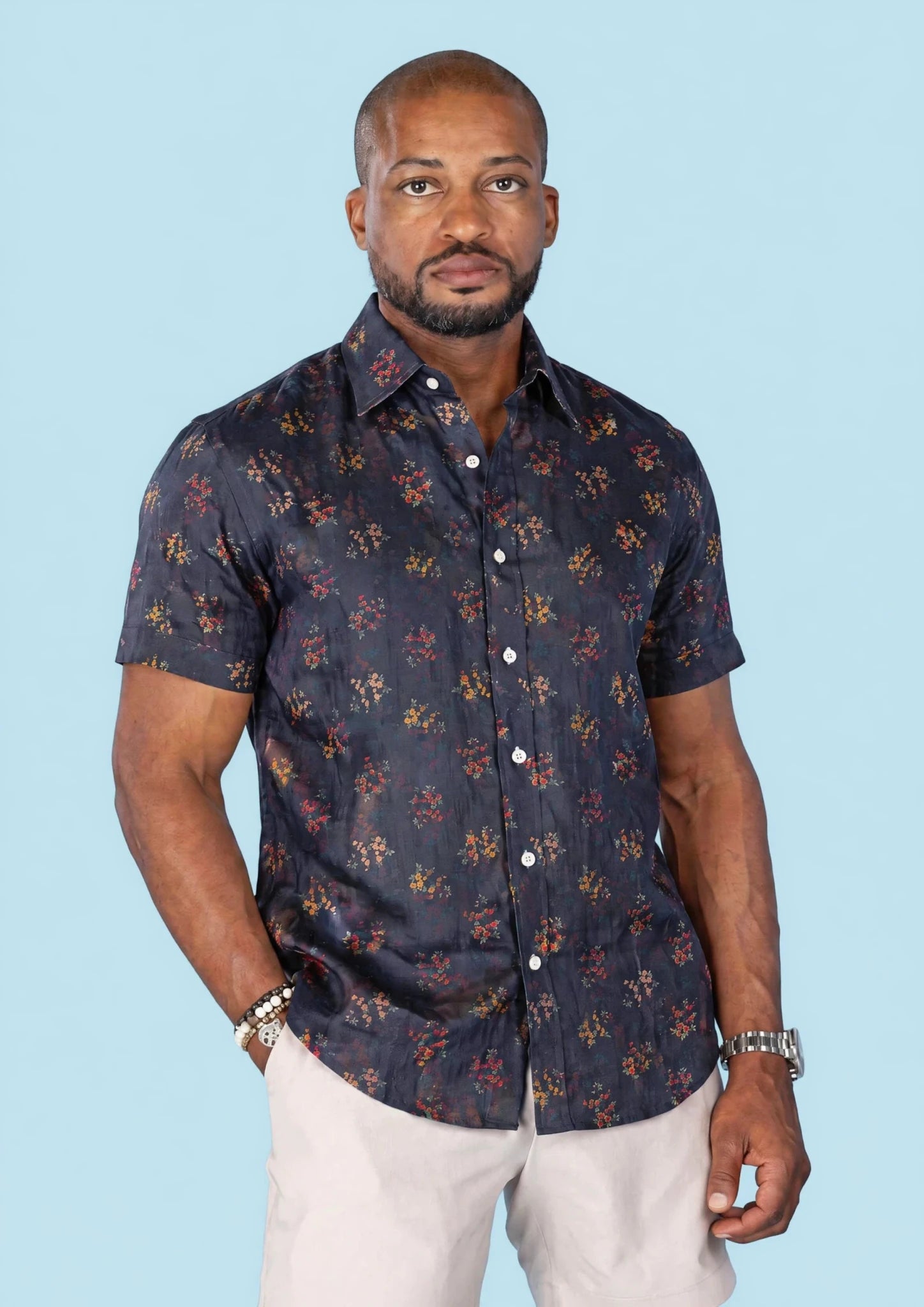 Midnight Bloom Silk Shirt - SARTORO980