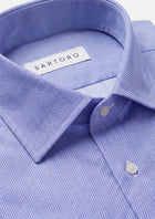Midnight Blue Herringbone Shirt - SARTORO521