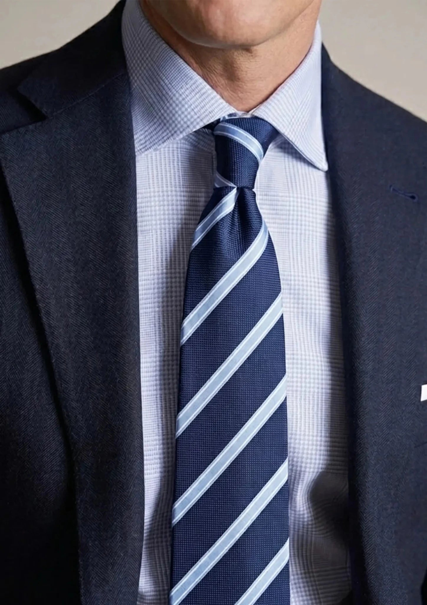 Midnight Blue Ice Stripe Tie - SARTORO702