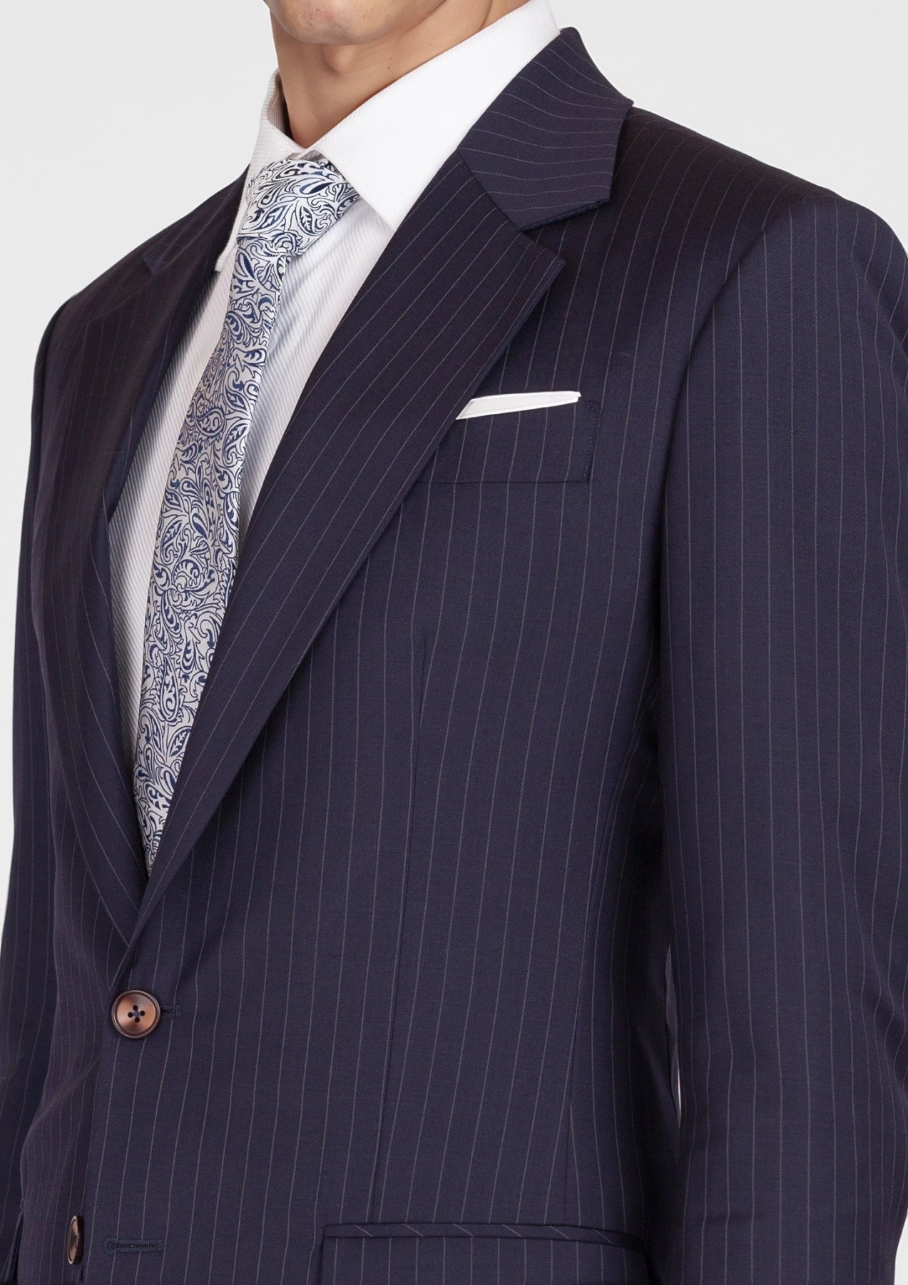 Midnight Blue Pinstripe Ellis Jacket - SARTORO