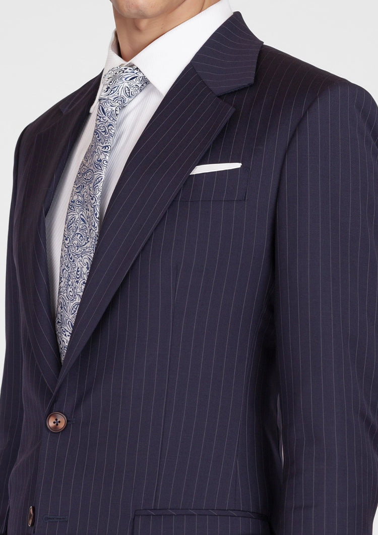 Midnight Blue Pinstripe Ellis Jacket - SARTORO967