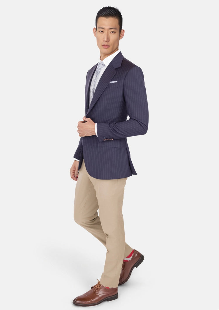Midnight Blue Pinstripe Ellis Jacket - SARTORO725