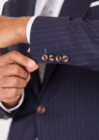 Midnight Blue Pinstripe Ellis Jacket - SARTORO878